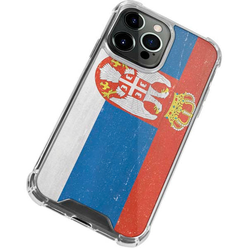 Serbia Flag Distressed iPhone 13 Pro Max Clear Case